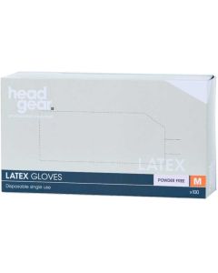Head Gear Disposable Latex MEDIUM Gloves (Powder Free) 100