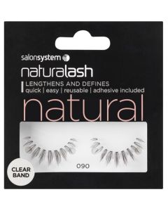 Salon System Naturalash Strip Lashes - 090 Black (NATURAL) Clear Band