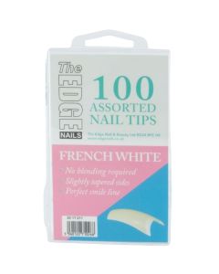 The Edge Nails FRENCH WHITE Nail Tips - (100 Assorted Pack)