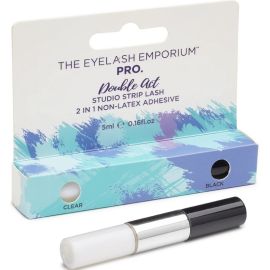 The Eyelash Emporium - Double Act Latex Free 2 In 1 Black And Clear Strip Lash Glue 5ml