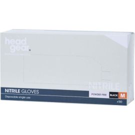 Head Gear Disposable Black Nitrile MEDIUM Gloves (Powder Free) 100