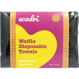 Ecodri Waffle Disposable Towels - Black Pk of 50