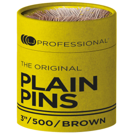 LJ Professional 3" Plain Pins x500 - Brown