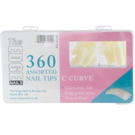 The Edge Nails Big C Curve Nail Tips - (360 Assorted Pack)