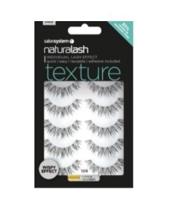 Salon System Naturalash Strip Lashes - 109 Black (Texture) Wispy Effect 5 Pack