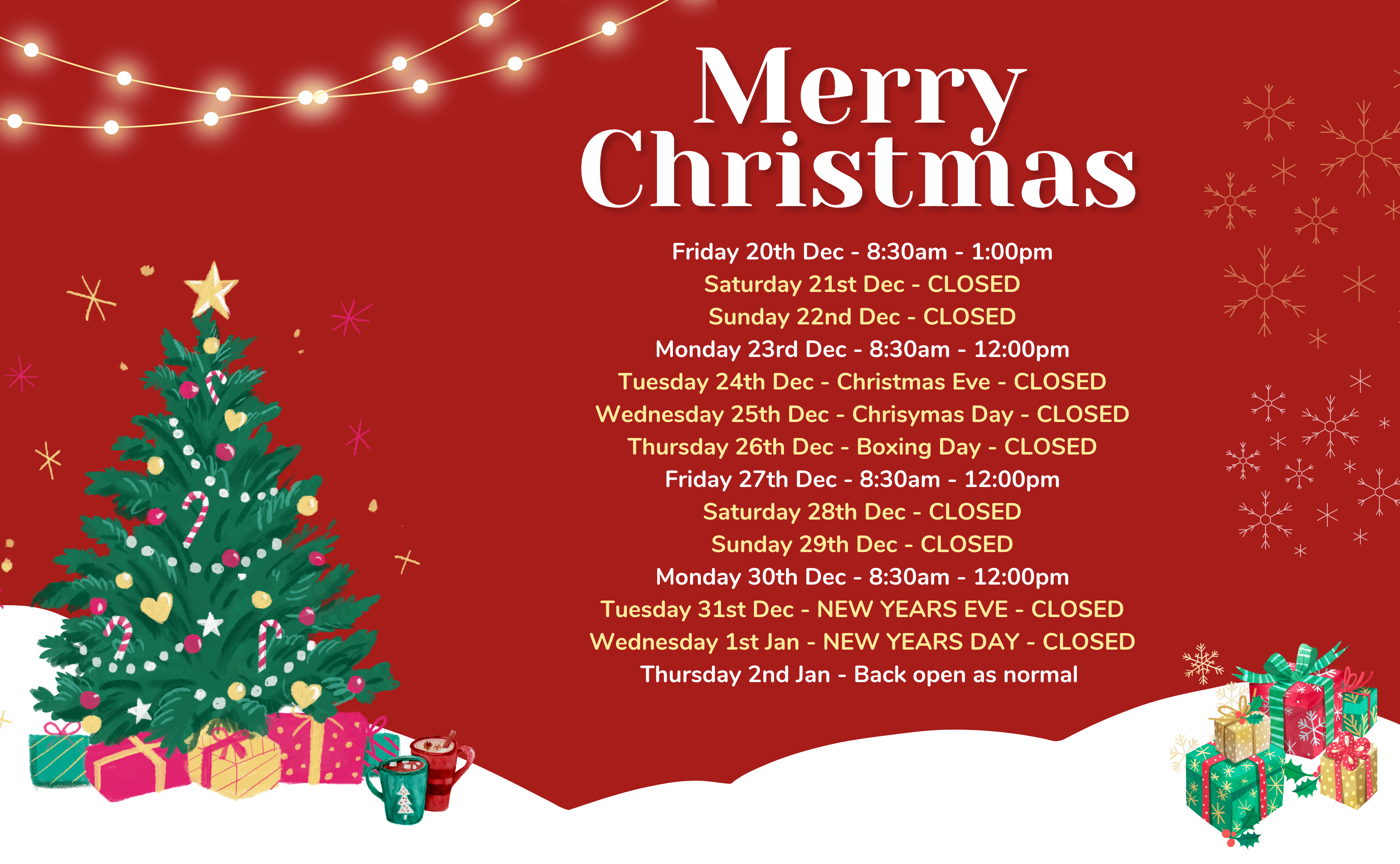 CM Hair and Beauty Christmas Hours 2024