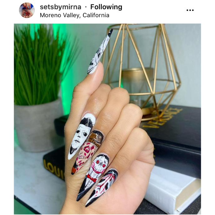 Pin by Lilith on f  Airbrush nails, Nail stencils, Acrylic nails